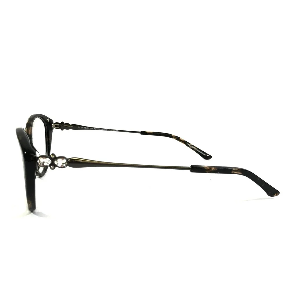 Clip Tech Eyeglasses Frames K3996-C1 Gray Cat Eye Full Rim w/ Clip Ons 54-14-140